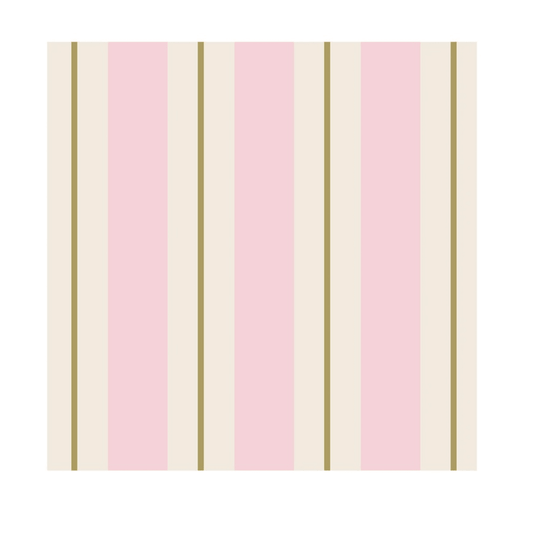 Pink & Gold Awning Stripe Cocktail Napkin - Veranda Cafe & Mercantile