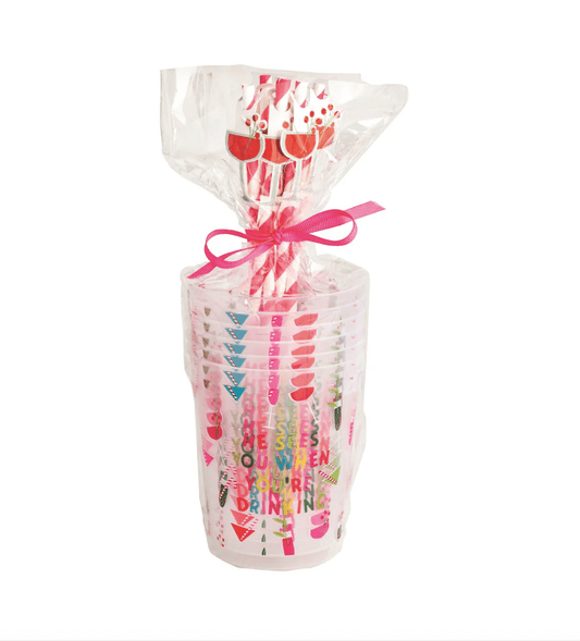 Pink Holiday Party Cup Set - Veranda Cafe & Mercantile