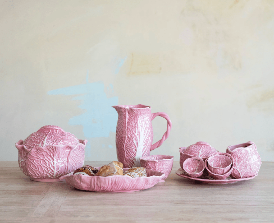 Pink Stoneware Cabbage Shaped Creamer - Veranda Cafe & Mercantile