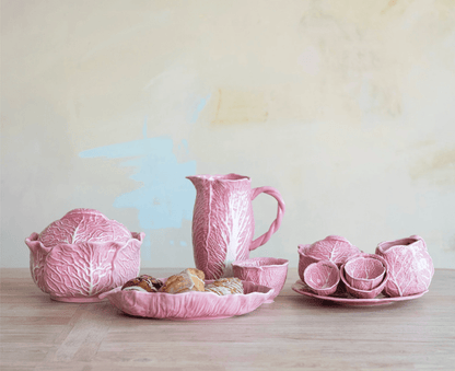 Pink Stoneware Cabbage Shaped Creamer - Veranda Cafe & Mercantile