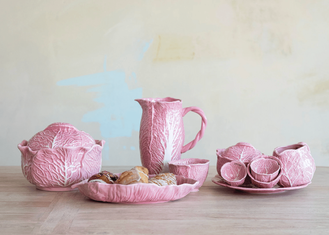 Pink Stoneware Cabbage Shaped Plate - Veranda Cafe & Mercantile