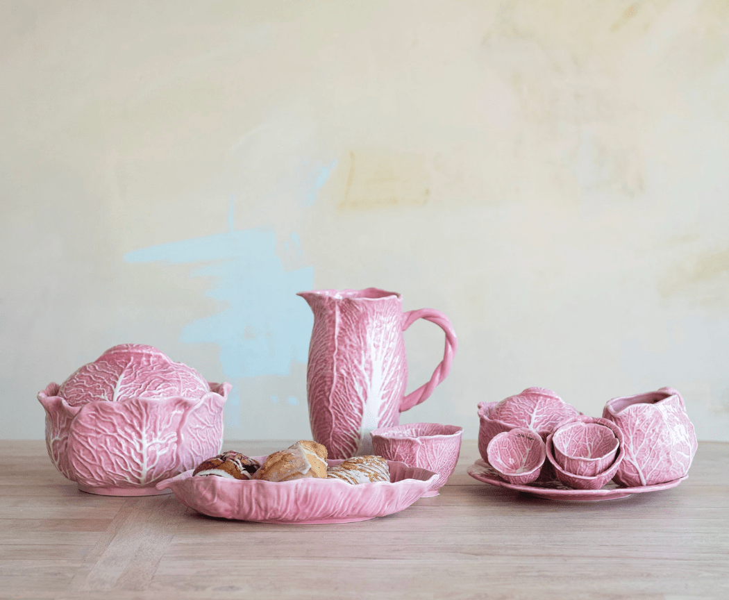 Pink Stoneware Cabbage Shaped Tureen - Veranda Cafe & Mercantile