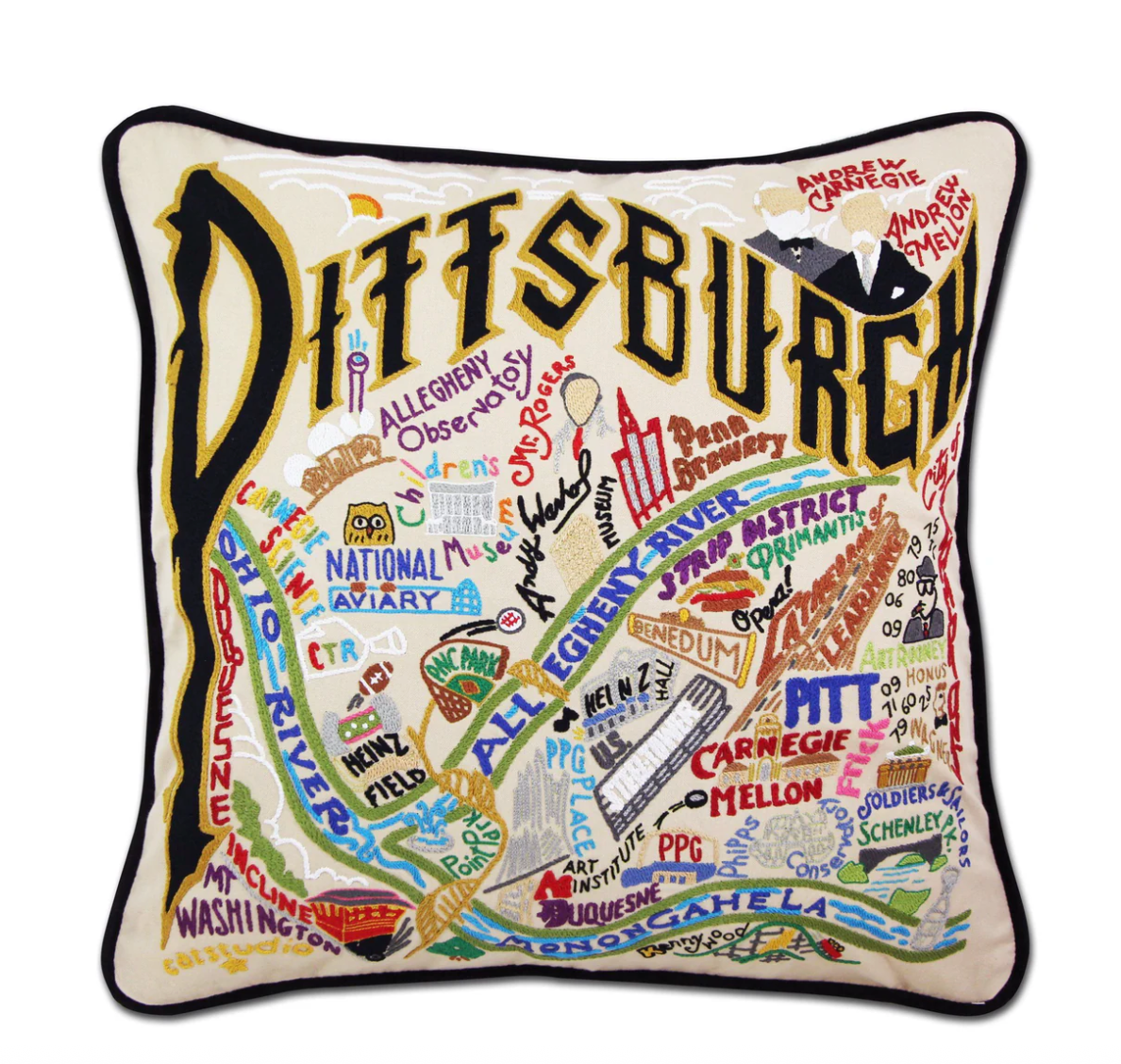Pittsburgh Hand - Embroidered Pillow - Veranda Cafe & Mercantile