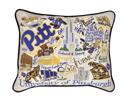 Pittsburgh, University of Embroidered Pillow - Veranda Cafe & Mercantile