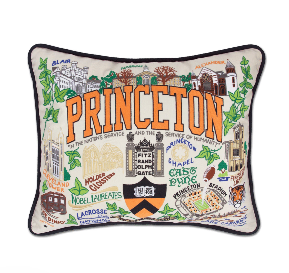 Princeton University Embroidered Pillow - Veranda Cafe & Mercantile
