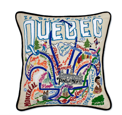 Quebec Hand - Embroidered Pillow - Veranda Cafe & Mercantile