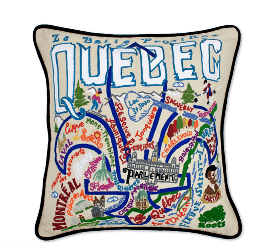 Quebec Hand - Embroidered Pillow - Veranda Cafe & Mercantile