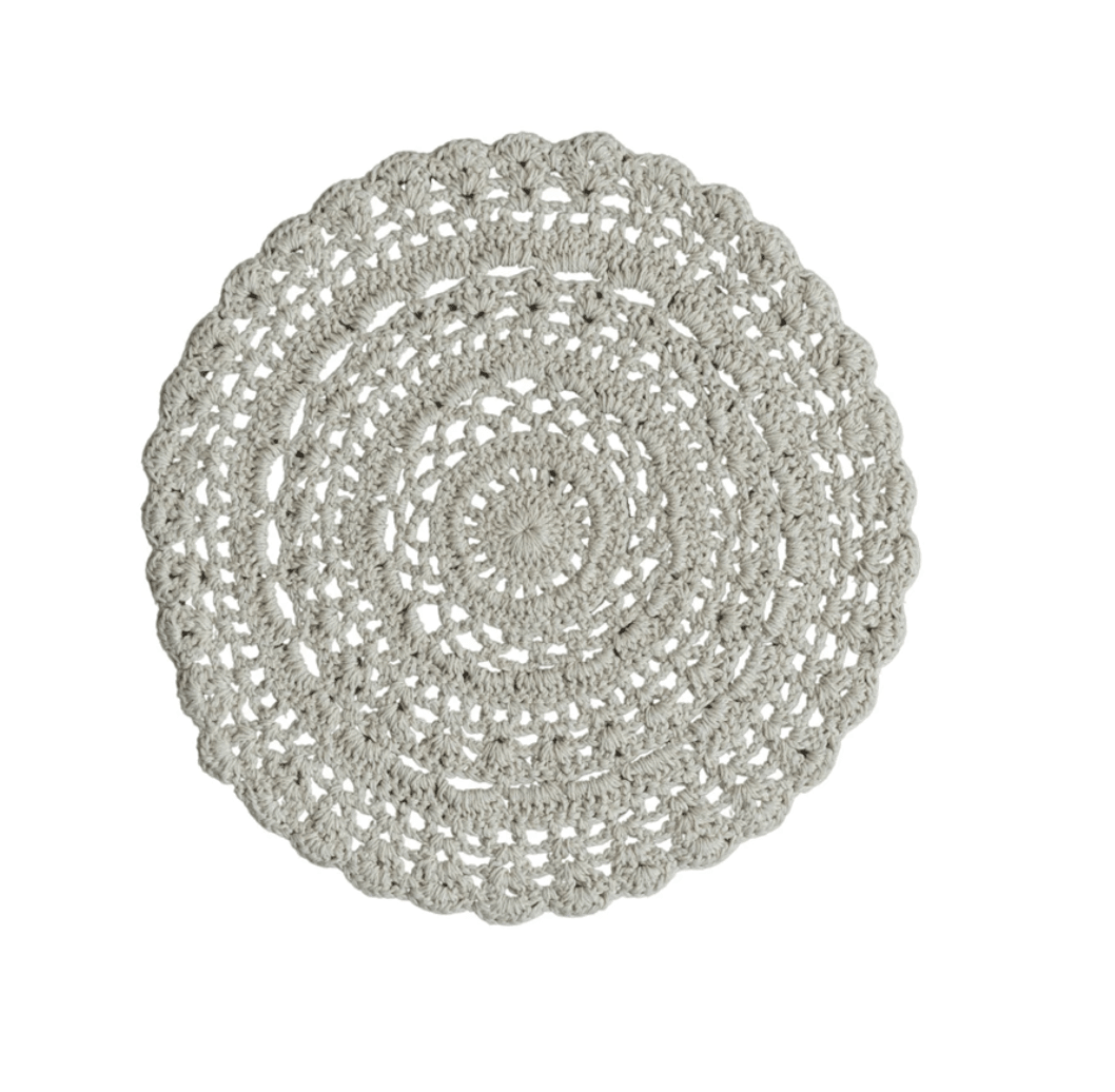 Recycled Cotton Blend Crocheted Placemat - Natural - Veranda Cafe & Mercantile