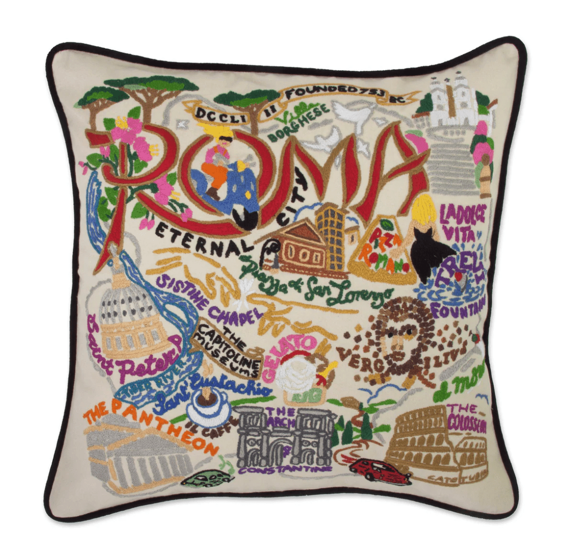 Roma Hand - Embroidered Pillow - Veranda Cafe & Mercantile