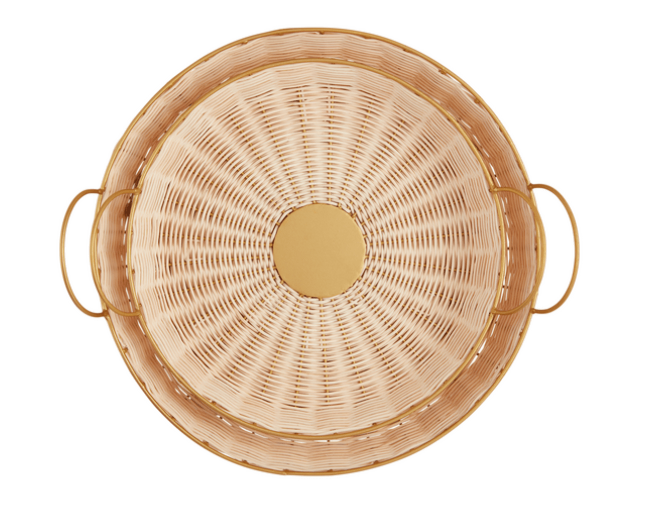 Round Woven and Brass Tray Set - Veranda Cafe & Mercantile