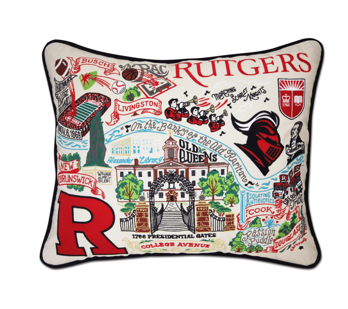 Rutgers University Embroidered Pillow - Veranda Cafe & Mercantile