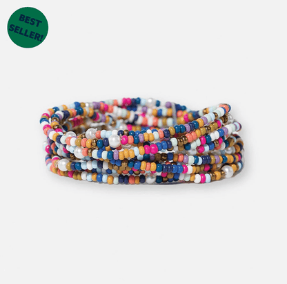 Sage Confetti Beaded 10 Strand Stretch Bracelets Multicolor - Veranda Cafe & Mercantile