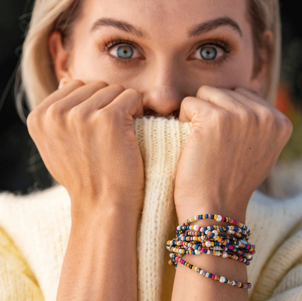 Sage Confetti Beaded 10 Strand Stretch Bracelets Multicolor - Veranda Cafe & Mercantile