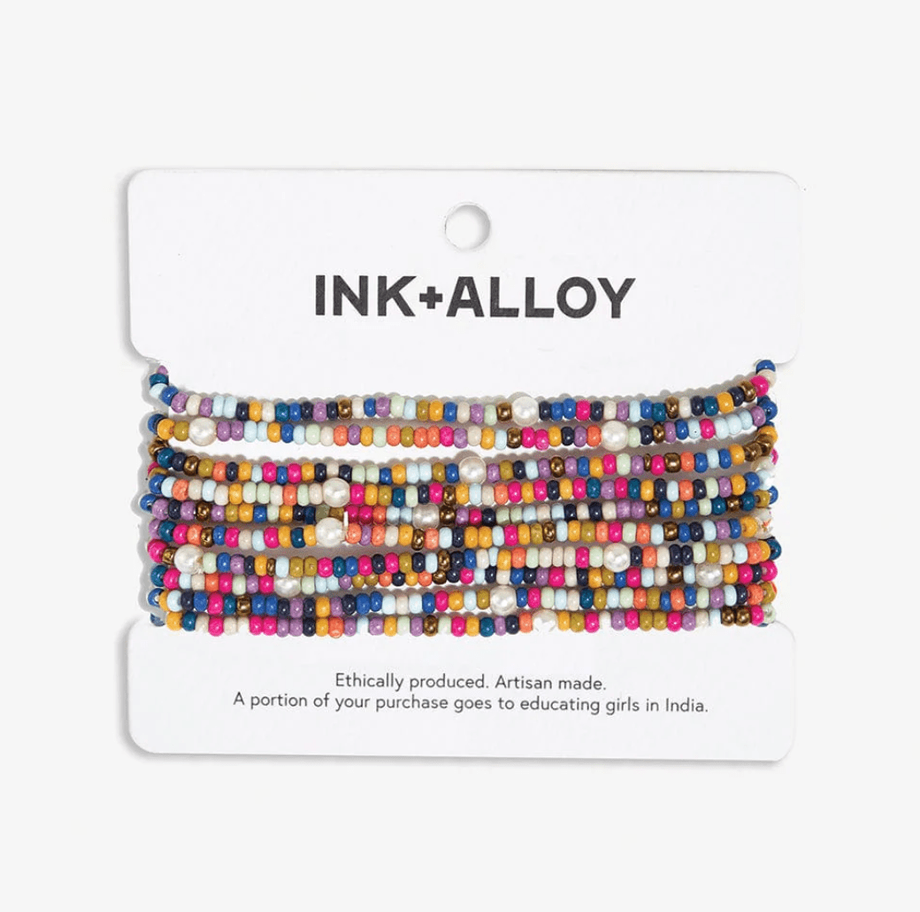 Sage Confetti Beaded 10 Strand Stretch Bracelets Multicolor - Veranda Cafe & Mercantile