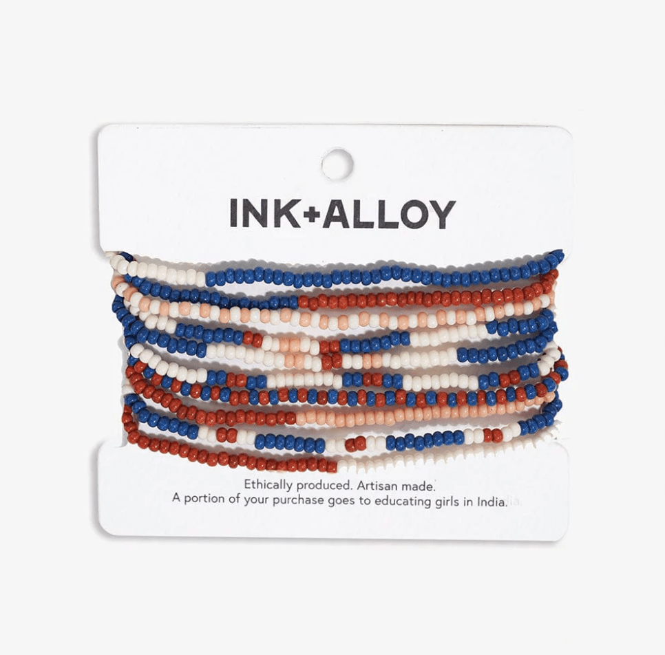 Sage Mixed Stripe Beaded 10 Strand Stretch Bracelet Set Sedona - Veranda Cafe & Mercantile