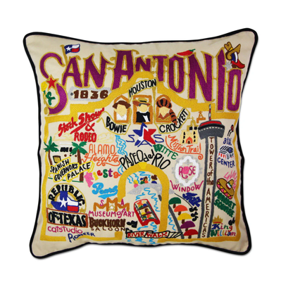 San Antonio Hand - Embroidered Pillow - Veranda Cafe & Mercantile