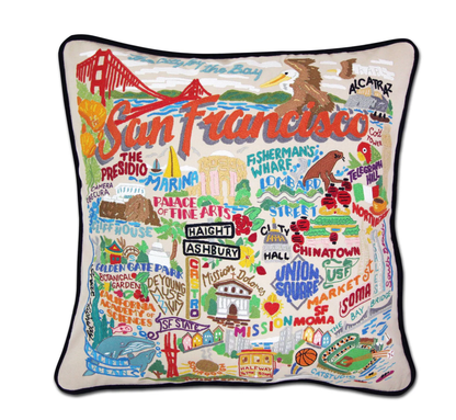 San Francisco City Hand - Embroidered Pillow - Veranda Cafe & Mercantile