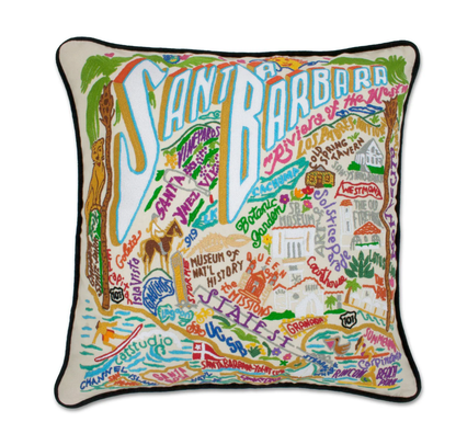 Santa Barbara Hand - Embroidered Pillow - Veranda Cafe & Mercantile