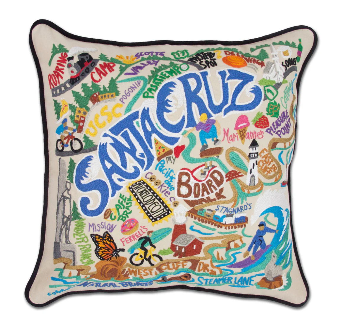 Santa Cruz Hand - Embroidered Pillow - Veranda Cafe & Mercantile