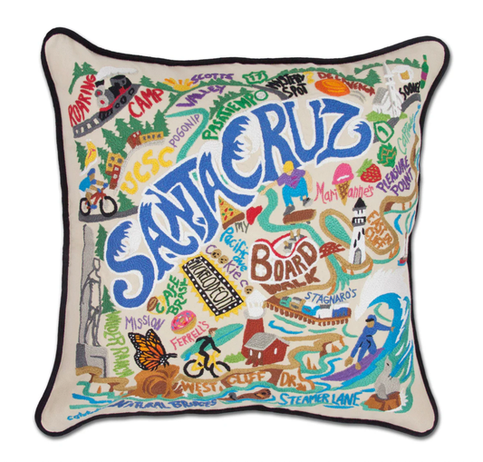 Santa Cruz Hand - Embroidered Pillow - Veranda Cafe & Mercantile