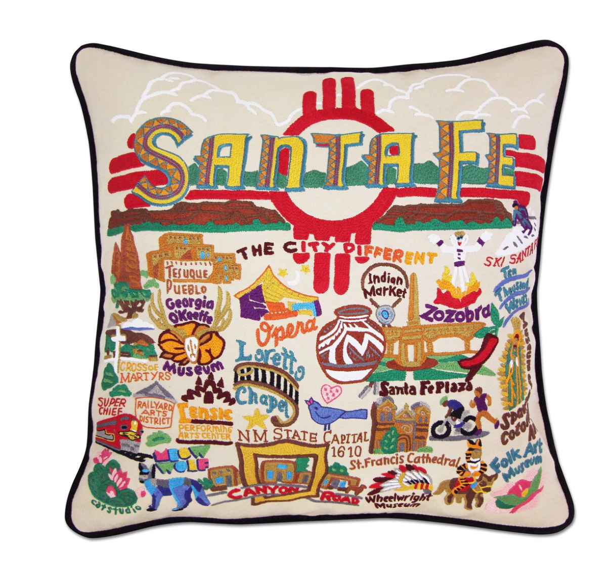 Santa Fe Hand - Embroidered Pillow - Veranda Cafe & Mercantile