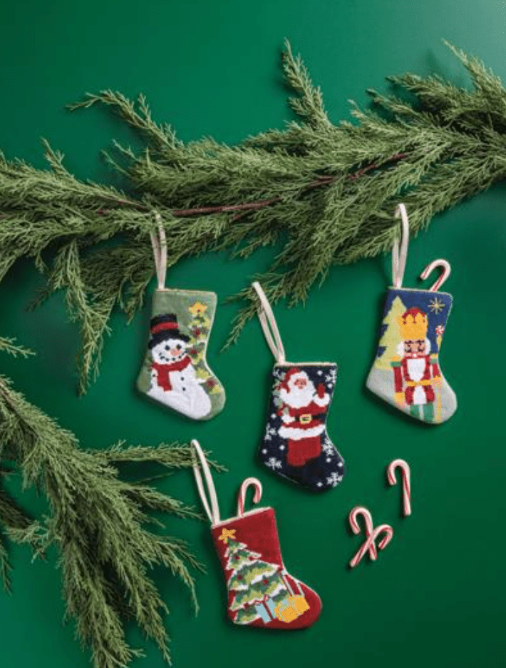 Santa Mini Needlepoint Stocking - Veranda Cafe & Mercantile