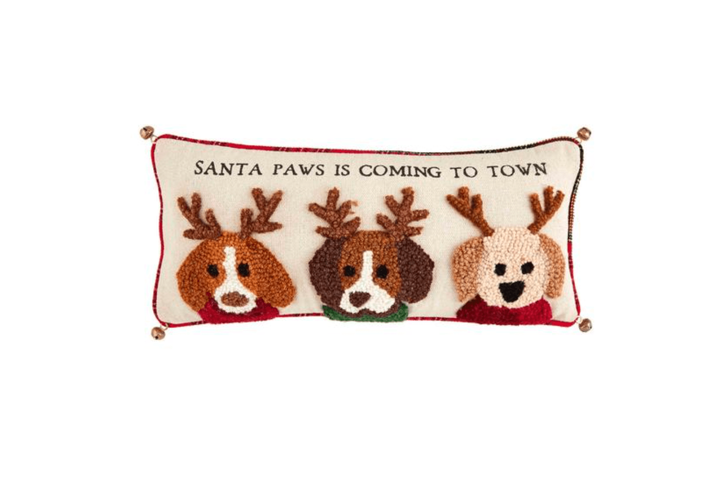 Santa Paws Dog Jingle Hooked Pillow - Veranda Cafe & Mercantile