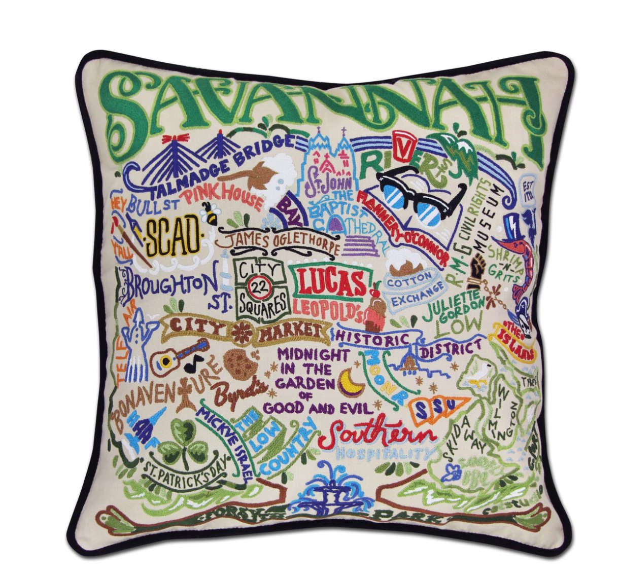 Savannah Hand - Embroidered Pillow - Veranda Cafe & Mercantile