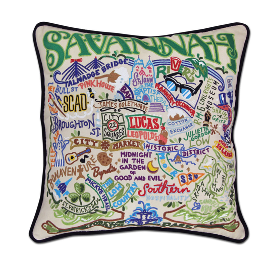 Savannah Hand - Embroidered Pillow - Veranda Cafe & Mercantile