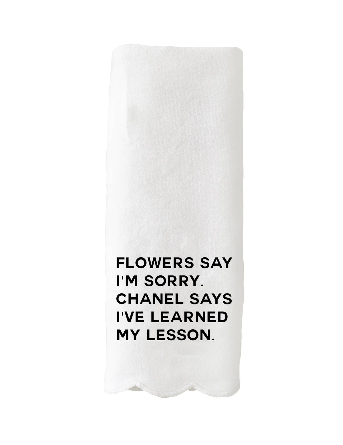 Scalloped Guest Towel - Flowers Say I'm Sorry - Veranda Cafe & Mercantile