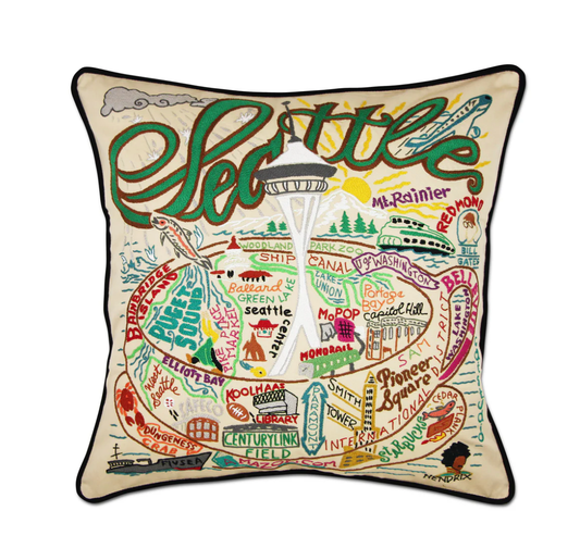 Seattle Hand - Embroidered Pillow - Veranda Cafe & Mercantile