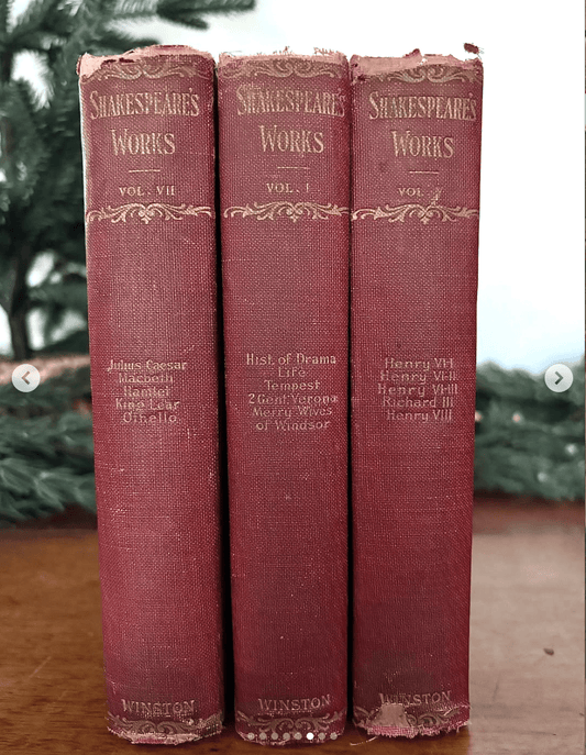 Set of 3 Antique Shakespeare Books - Veranda Cafe & Mercantile