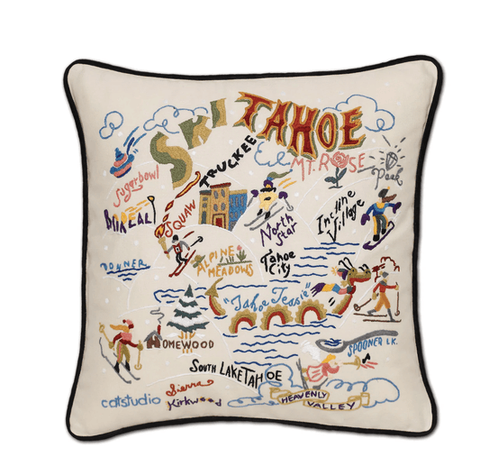 Ski Tahoe Hand - Embroidered Pillow - Veranda Cafe & Mercantile