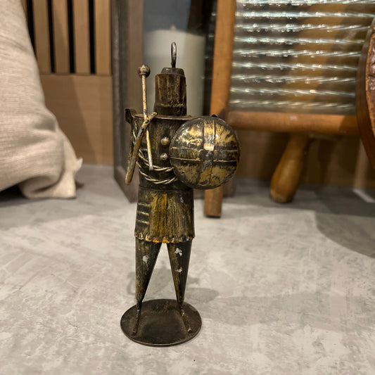Small Vintage - Style Metal Knight Figurine - Veranda Cafe & Mercantile