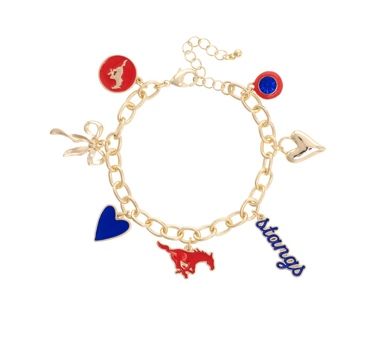 SMU Mustangs Enamel Icons Charm Bracelet - Veranda Cafe & Mercantile