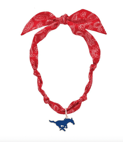 SMU Mustangs Logo Bandana Scarf Necklace - Veranda Cafe & Mercantile