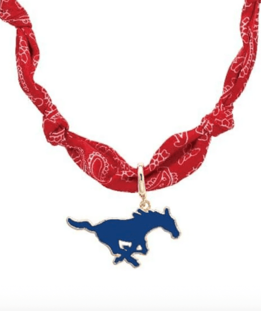 SMU Mustangs Logo Bandana Scarf Necklace - Veranda Cafe & Mercantile