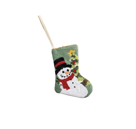 Snowman Mini Needlepoint Stocking - Veranda Cafe & Mercantile