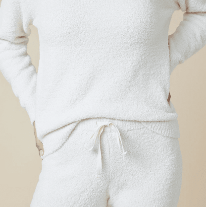Solid Marshmallow V - Neck Lounge Set - Almond - Veranda Cafe & Mercantile