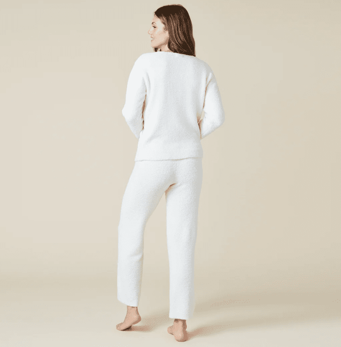 Solid Marshmallow V - Neck Lounge Set - Almond - Veranda Cafe & Mercantile