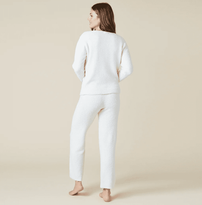 Solid Marshmallow V - Neck Lounge Set - Almond - Veranda Cafe & Mercantile
