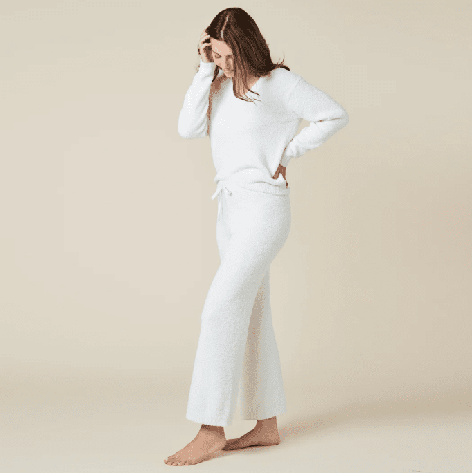 Solid Marshmallow V - Neck Lounge Set - Almond - Veranda Cafe & Mercantile