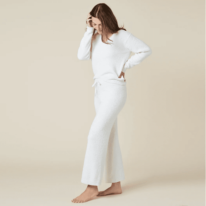 Solid Marshmallow V - Neck Lounge Set - Almond - Veranda Cafe & Mercantile