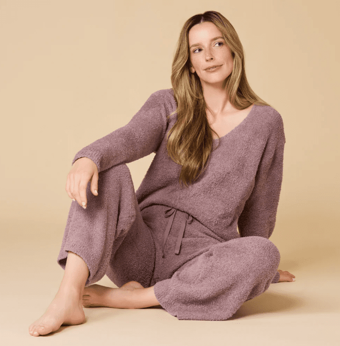 Solid Marshmallow V - Neck Lounge Set - Driftwood - Veranda Cafe & Mercantile