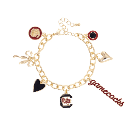 South Carolina Gamecocks Enamel Icons Charm Bracelet - Veranda Cafe & Mercantile