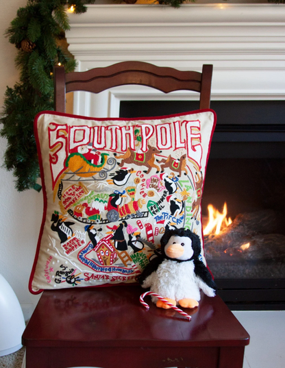 South Pole Hand - Embroidered Pillow - Veranda Cafe & Mercantile