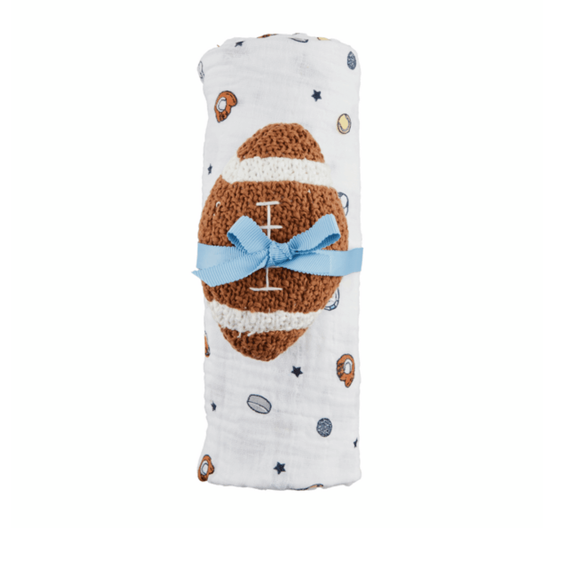 Sports Swaddle & Football Rattle Set - Veranda Cafe & Mercantile