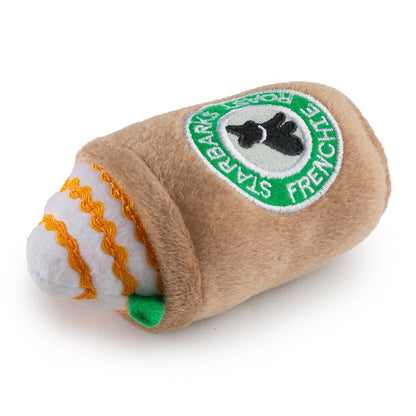 Starbarks Frenchie Roast W/ Straw Squeaker Dog Toy - Veranda Cafe & Mercantile