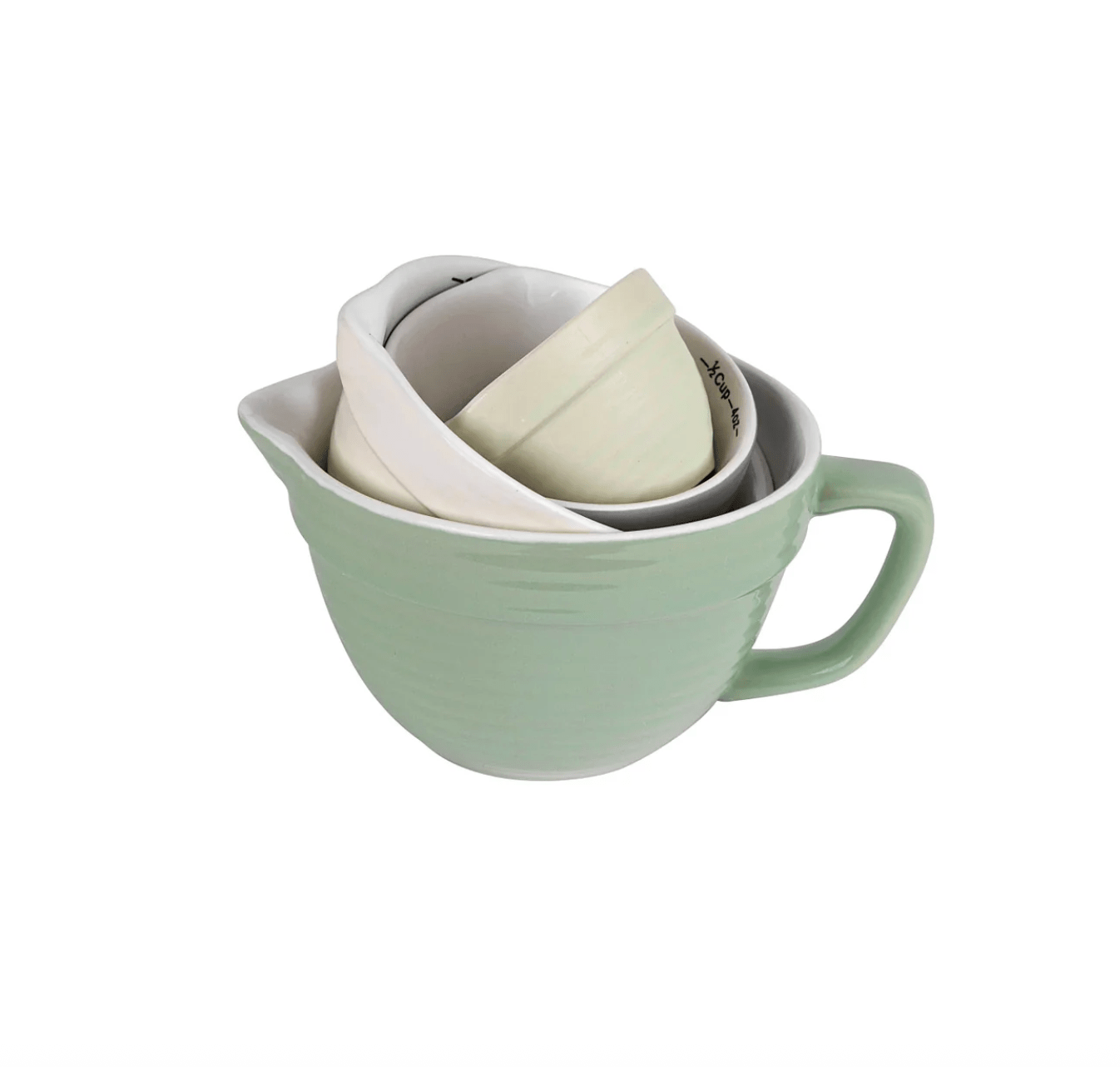 Stoneware Batter Bowl Measuring Cups - Set of 4 - Veranda Cafe & Mercantile