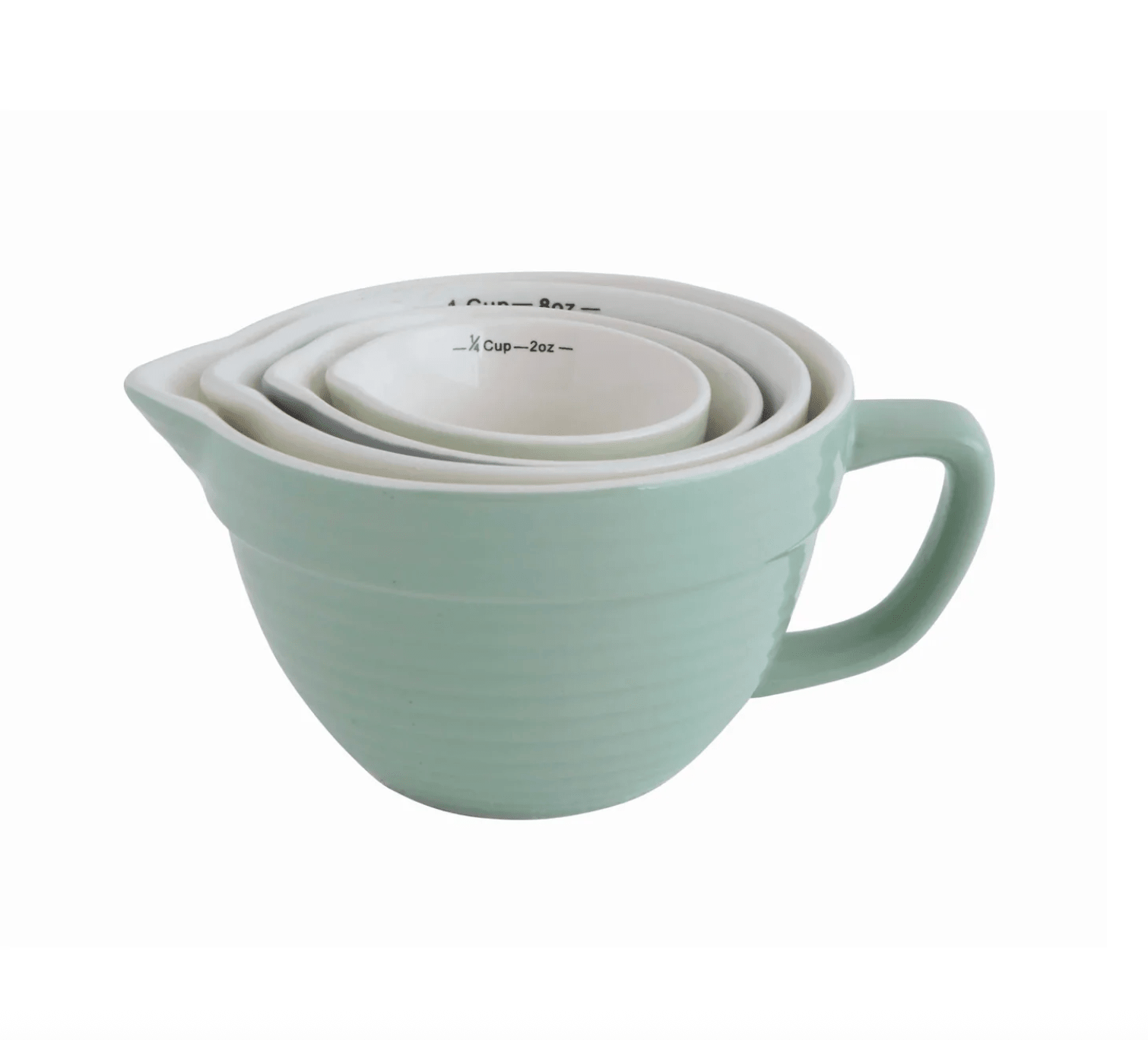 Stoneware Batter Bowl Measuring Cups - Set of 4 - Veranda Cafe & Mercantile